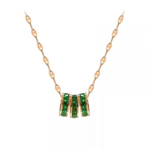 عقد مطلي بالروديوم مرصع بقطع الزركون الأخضر