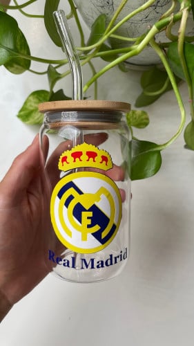 كوب زجاجي شعار ريال مدريد 400مل