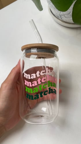 كوب زجاجي ماتشا Matcha ملون 400ml