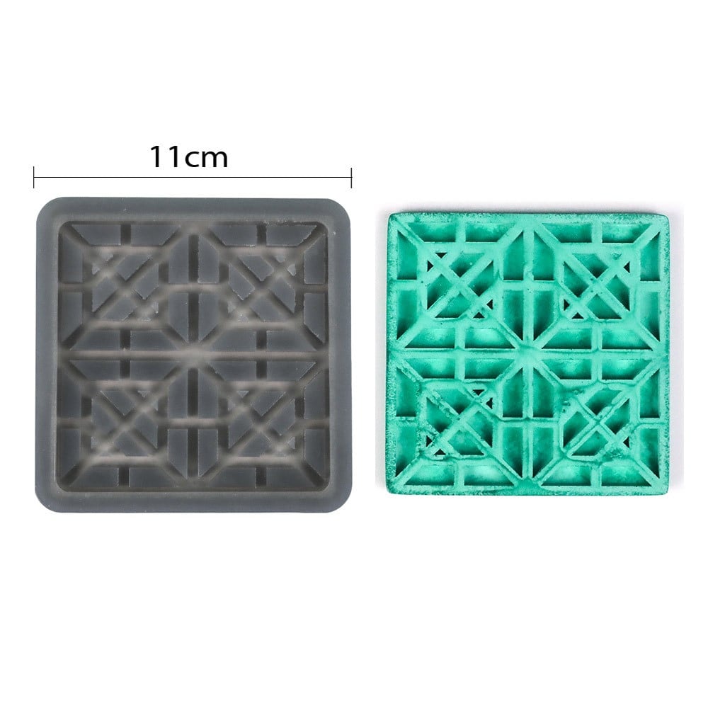 Square silicone coaster mold size 9.5 cm shape 3