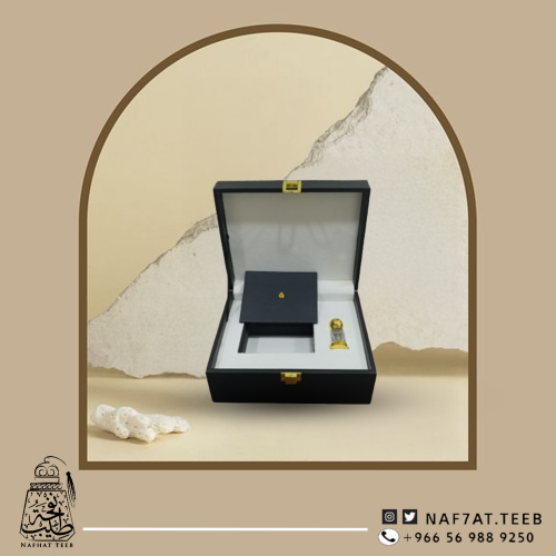 صندوق(ربع توله+أوقية) فاخر من الجلد الشامواه ومبطن بخامة راقية (فارغ)