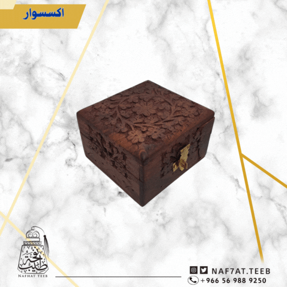 صندوق خشبي هندي منقوش مبطن بالمخمل