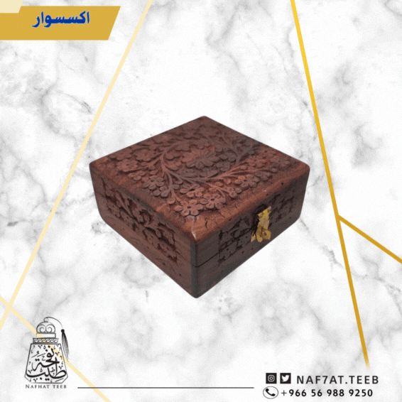صندوق خشبي هندي منقوش مبطن بالمخمل