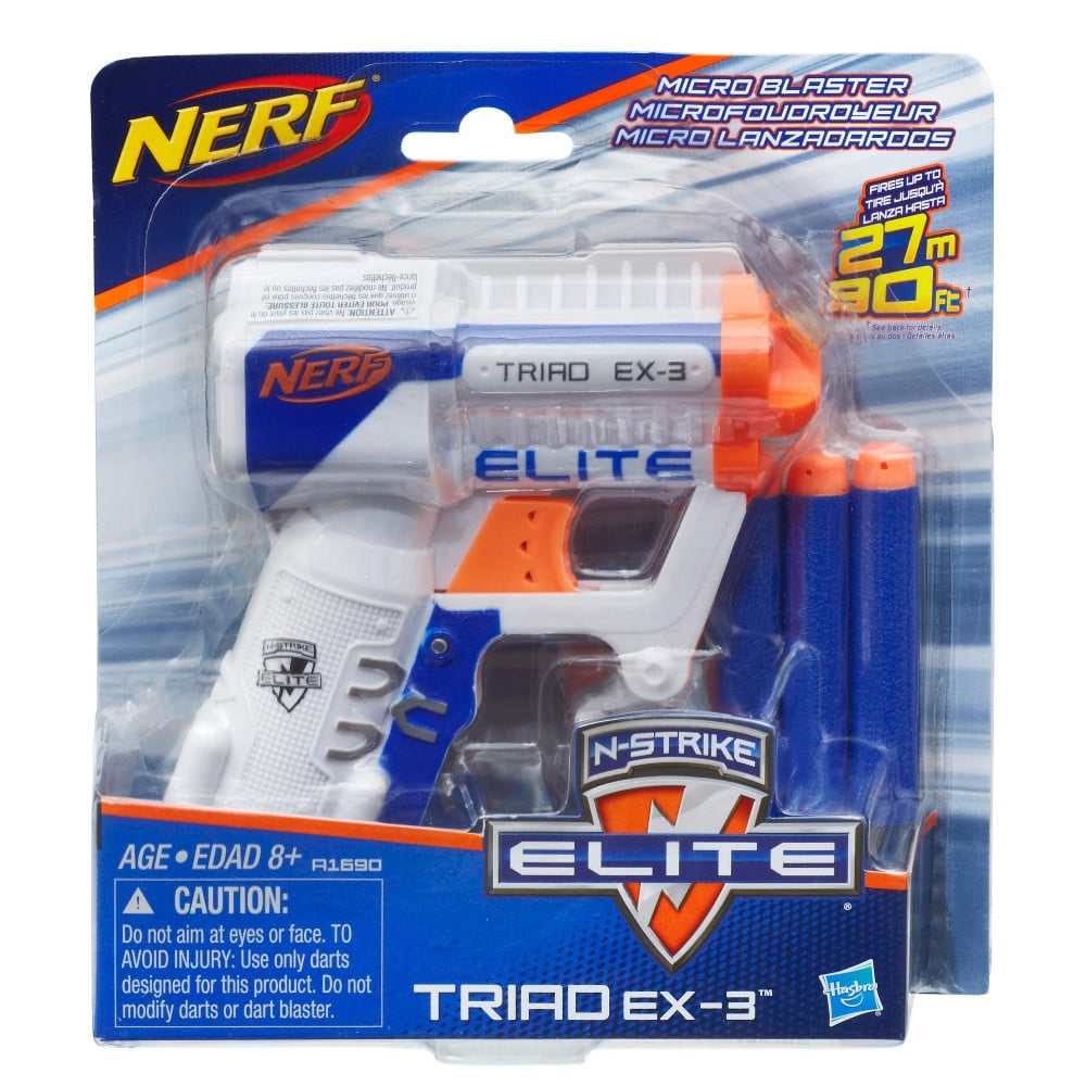 Comprimido Plata tengo sueño NERF N-STRIKE ELITE TRIAD EX-3 Blaster - Toys Habitat موطن الالعاب