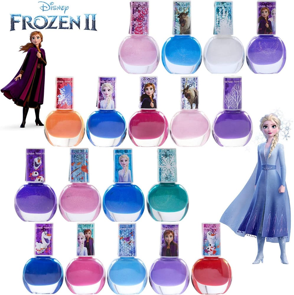 Disney Frozen-Townley Girl Non-Toxic Peel-off Nail Polish Set with Shimmery  and Opaque Colors with Nail Gems for Girls Ages 3+, Perfect for Parties,  Sleepovers and Makeovers, 18 Pcs 