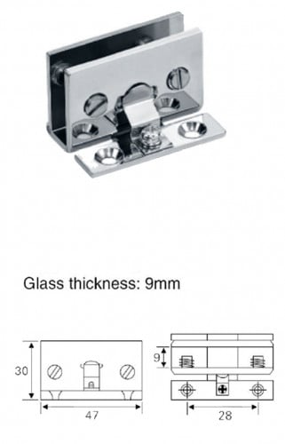 مفصلة زجاج لون كروم 9 ملي