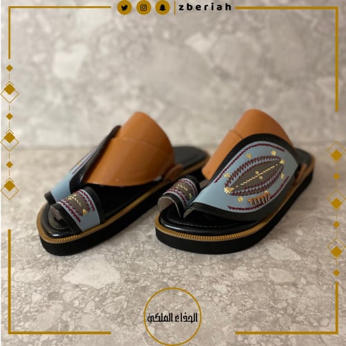 حذاء أسود مع سماوي - جملي تطريز يدوي