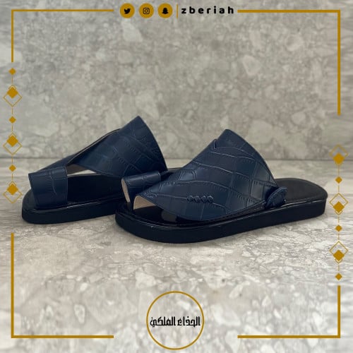 حذاء أسود مع جلد تمساح كحلي