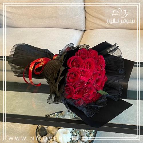 بوكيه ورد احمر جوري 25 وردة
