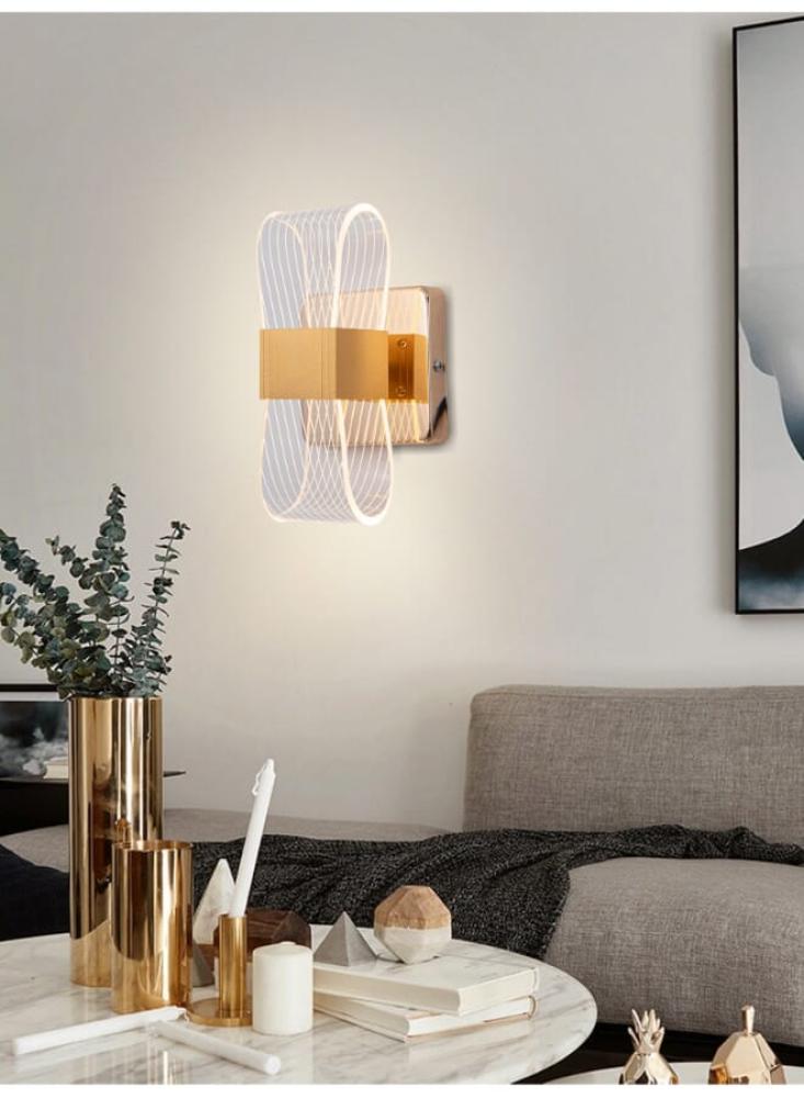 أبليك جداري ذهبي إضاءة ليد | إضاءة جدارية، 12 وات، 3 مستويات إضاءة، إضاءة أنيقة وقابلة للتعديل لغرف المعيشة، النوم، والمدخل 7209