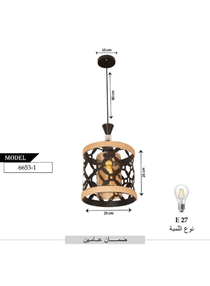 ثريا كلاسيك تراثية إضاءة مصباح معلق ريفي بقاعدة لمبة E27 – مصباح سقف بتصميم كلاسيكي مع كابل قابل للتعديل بطول 80 سم – إضاءة صناعية مثالية لغرفة الطعام والمطبخ والمعيشة (المصباح غير مشمول) 6653