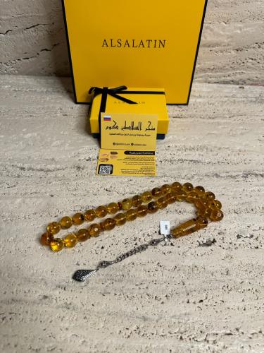 سبحه كهرمان حر حجم كبير شفاف مع  شوائب طبيعية