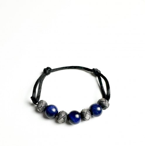 سوارة فضة مع حجر كريم عين النمر  حياكة يدوية