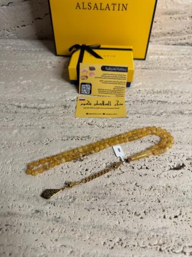 سبحه كهرمان حر شوائب طبيعية مع شكة استنلس استيل نفس المستخدم في الساعات الفاخرة