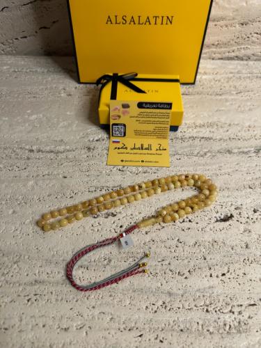 سبحه كهرمان حر شوائب طبيعية مع شكة تفصال يدوي