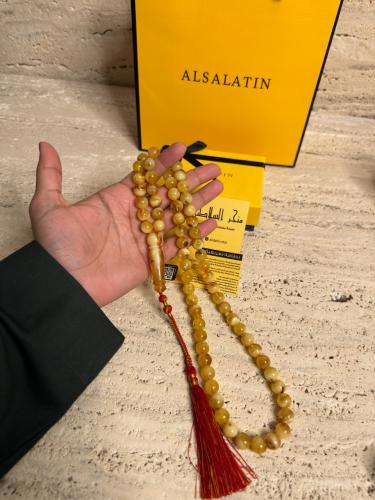 سبحه كهرمان حر حجم كبير شوائب طبيعية