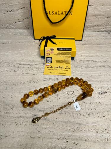 سبحه كهرمان حر حجم كبير شفاف مع  شوائب طبيعية