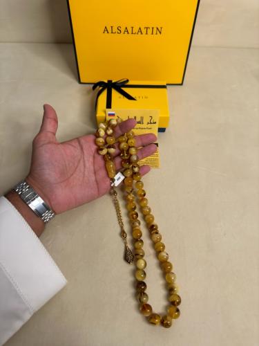 سبحه كهرمان حر حجم كبير مع  شوائب مميزه طبيعية