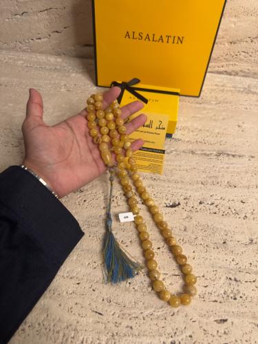 سبحه كهرمان حر حجم كبير شوائب طبيعية