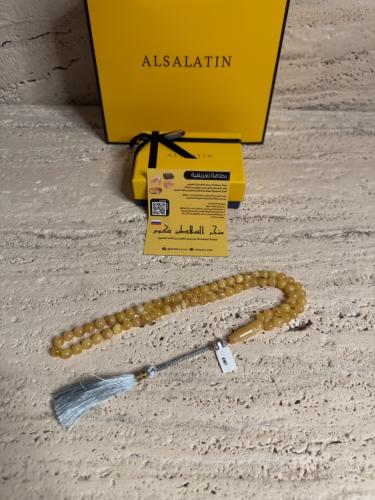 سبحه كهرمان حر شوائب طبيعية مع شكة تفصال يدوي