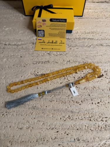 سبحه كهرمان حر شوائب طبيعية مع شكة تفاصل يدوي