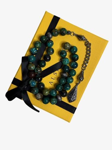 سبحه مصنوعة من حجر الكريزوكولا مع شكة استنلس استيل نفس الخامات المستخدمه في الساعات الفاخرة