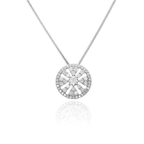 عقد فضه عيار 925 بحجر التوباز الأبيض