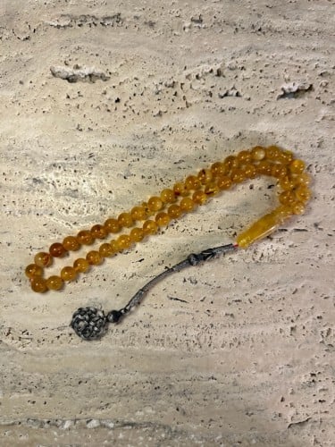 سبحه كهرمان حر شوائب طبيعية طربزونه فضة