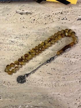 سبحه كهرمان حر شوائب طبيعية طربزونه فضة