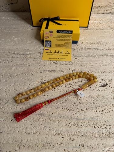 سبحه كهرمان حر شوائب طبيعية مع شكة تفاصل يدوي