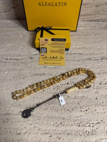 سبحه كهرمان حر شوائب طبيعية مع طربزونه فضة