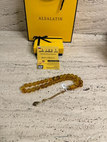 سبحه كهرمان حر حجم كبير شفاف مع  شوائب طبيعية