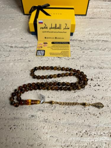 سبحه كهرمان حر شوائب طبيعية مع استنلس استيل نفس المستخدم في الساعات الفاخرة