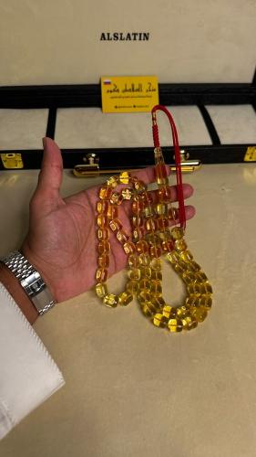 سبحه كهرمان شفاف تخريم سوبر  طبيعيه