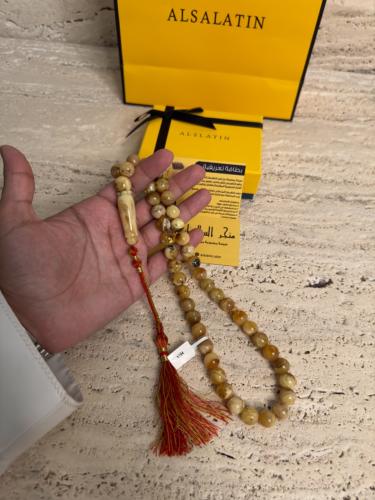 سبحه كهرمان حر حجم كبير شوائب طبيعية