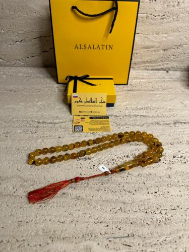 سبحه كهرمان حر حجم كبير شفاف مع  شوائب طبيعية