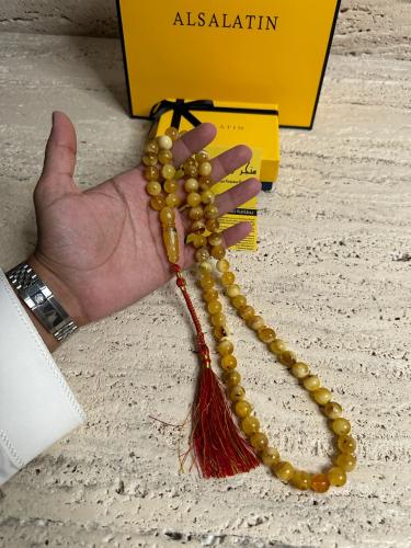 سبحه كهرمان حر حجم كبير شوائب طبيعية