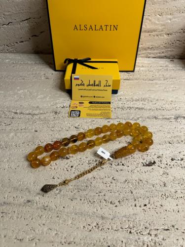 سبحه كهرمان حر حجم كبير شفاف مع  شوائب طبيعية