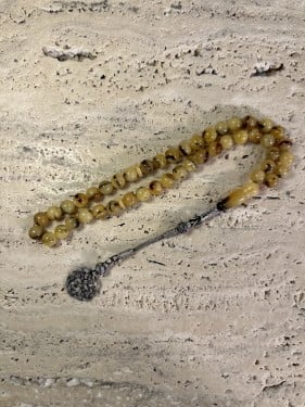 سبحه كهرمان حر شوائب طبيعية طربزونه فضة