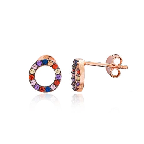 أقراط الحلقة الدائرية المتلألئة بألوان الربيع مطلية بالذهب -من مجموعة نفيس هدايا مجوهرات هدية نسائية فاخرة 2780