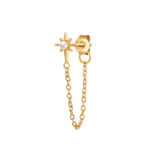 أقراط النجمة البيضاء من الفضة المطلية بالذهب ومرصعة باللؤلؤ من مجموعة نفيس هدايا مجوهرات هدية نسائية فاخرة