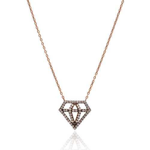 سلسال رائع على هيئة جوهرة بتصميم يخطف الأنظار ولمعان الذهب مع الفضة - 785