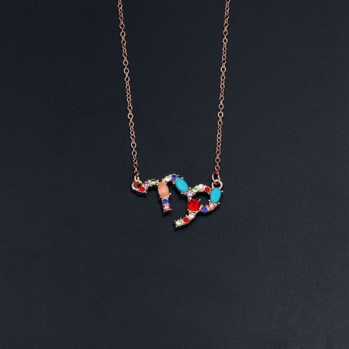 قلادة برج الجدي بأحجار الزيركون ملونة ومطلية بالذهب من مجموعة نفيس هدايا مجوهرات هدية نسائية فاخرة