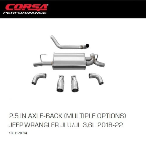 Corsa Performance Sport Axle-Back Exhaust Jeep Wra...