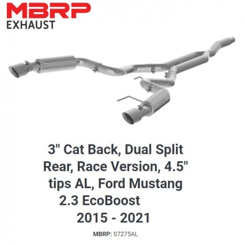MBRP Cat Back S7275AL Race Mustang V4 2015-2025