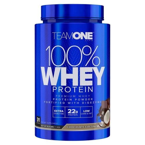 تيم ون لايف 100% أﻳﺰوﻟﻴﺖ واي 31حصة TeamOne Whey Protein 1 KG
