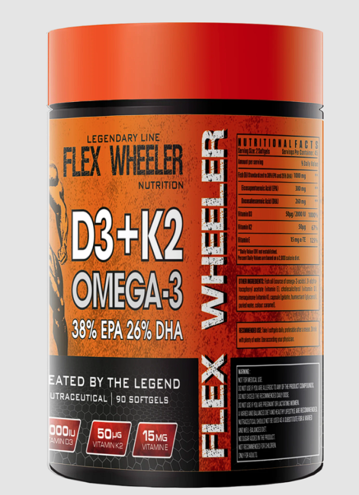 زيت السمك مع فيتامين دال + k2 من فلكس ويلر 90 حبة