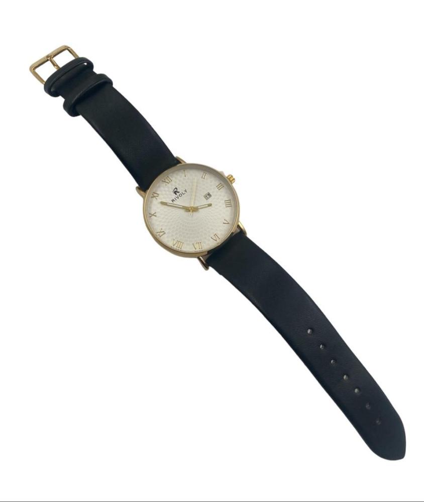 ساعه رجالي جلد ذهبي على اسود