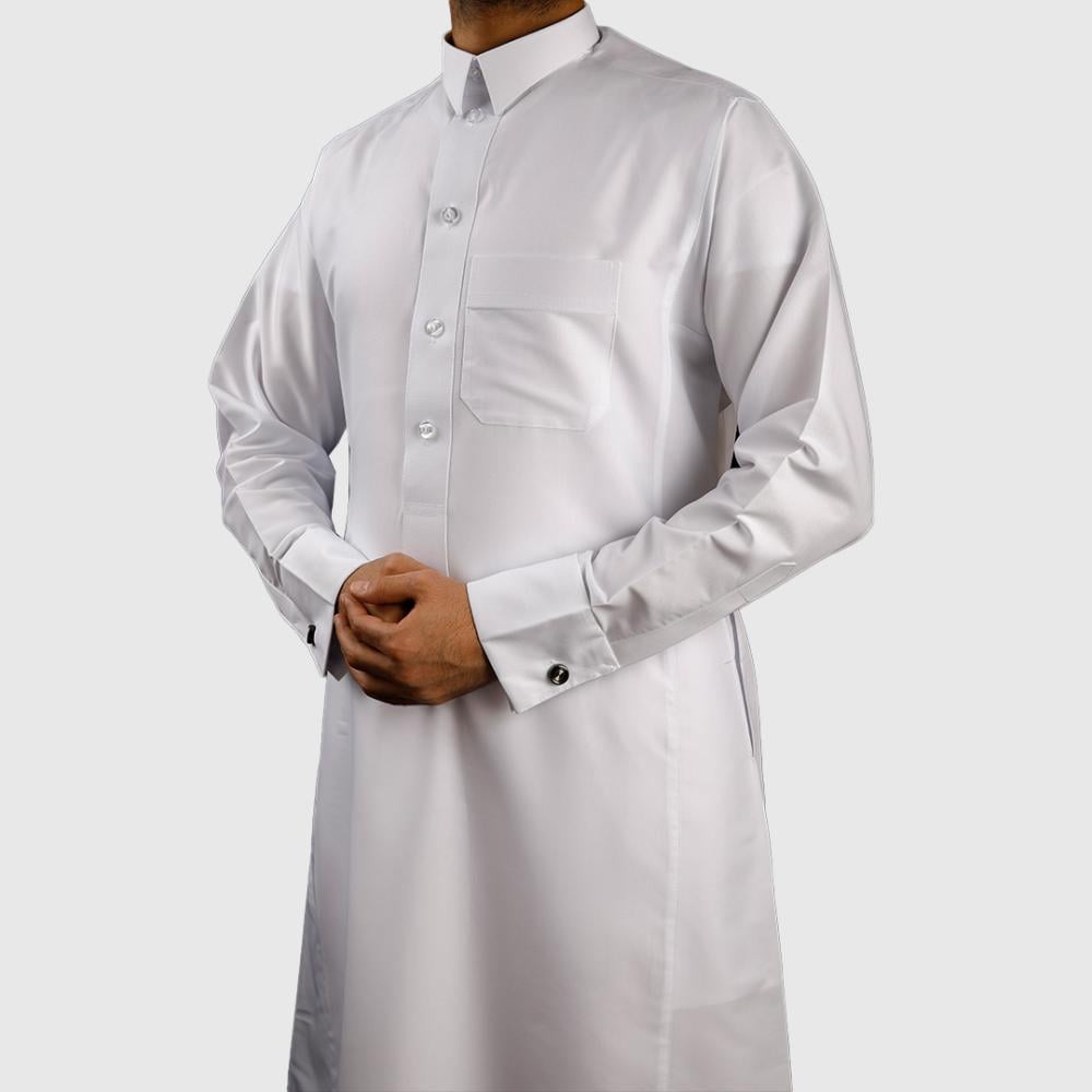 ثوب الدفه رجالي ابيض قلاب كبك