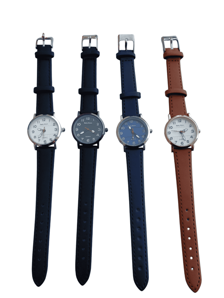 ساعة جلد شبابي ولادي عقارب ارقام